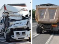 Tamponamento tra mezzi pesanti in autostrada, camionista esce illeso dalla cabina distrutta