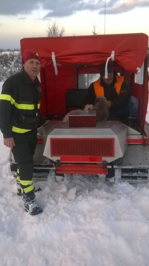 I Vigili recuperano due cani isolati nella neve