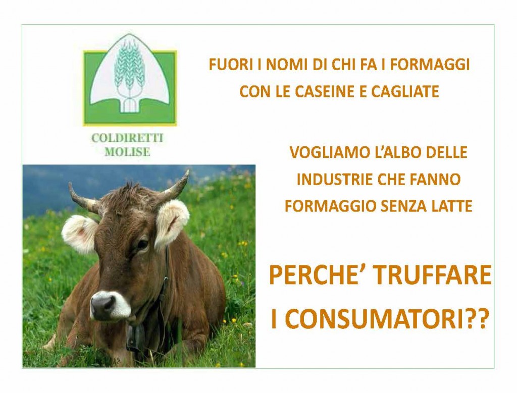 Tutela dei prodotti caseari molisani e del made in Italy, domani sit-in a Campobasso