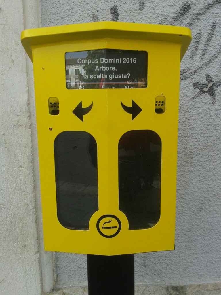 Campobasso, i posacenere diventano ‘rilevatori’ di gradimento