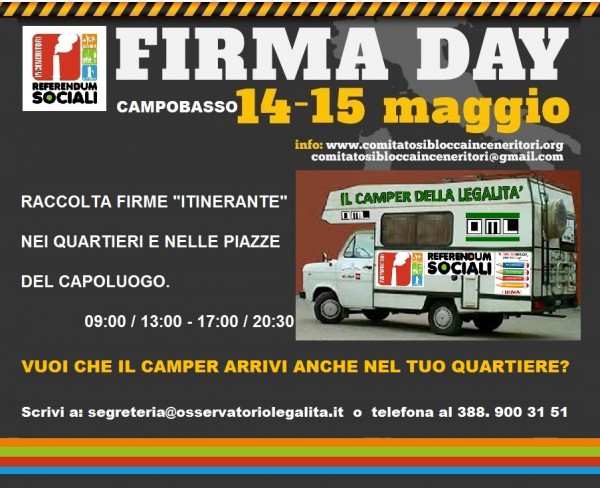 Parte il ‘Firma day’, mille banchetti in tutta Italia