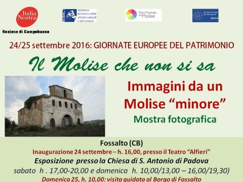 Il Molise che non si sa, sabato e domenica mostra a Fossalto