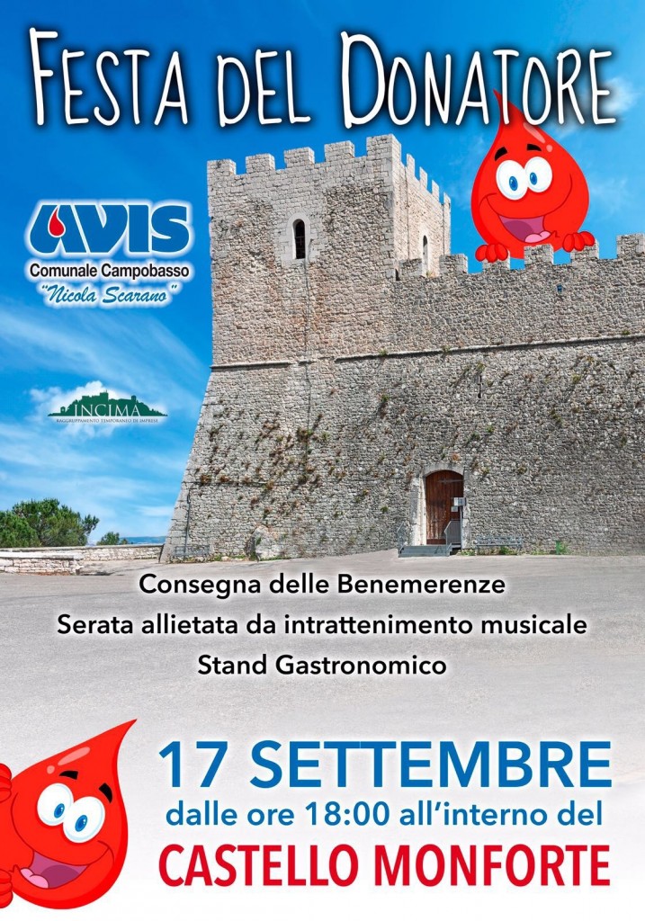 Al Castello Monforte la festa dei donatori Avis