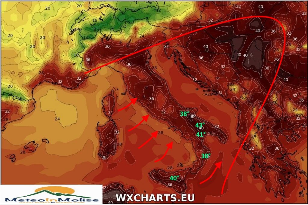 Lucifero infiamma la regione, temperature record fino al 10 agosto