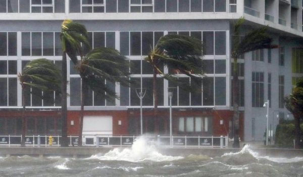 epa06196079 The rough waters where the Miami River meets Biscayne Bay shows the full effects of Hurricane Irma strike in Miami, Florida, USA, 10 September 2017. Many areas are under mandatory evacuation orders as Irma approaches Florida. The National Hurricane Center has rated Irma as a Category 4 storm as the eye crosses the lower Florida Keys. EPA/ERIK S. LESSER