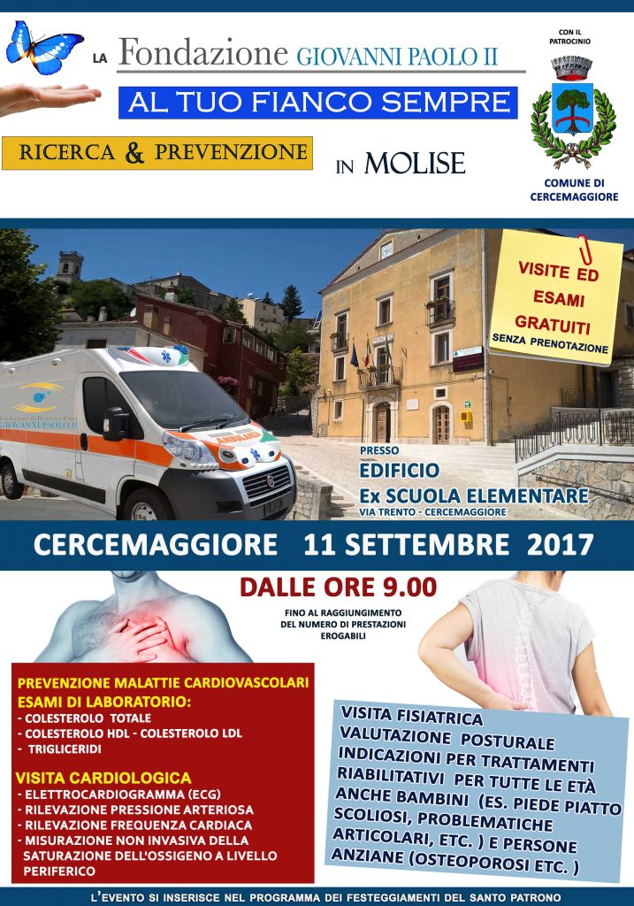 Prevenzione cardiovascolare, la Carovana della salute lunedì a Cercemaggiore