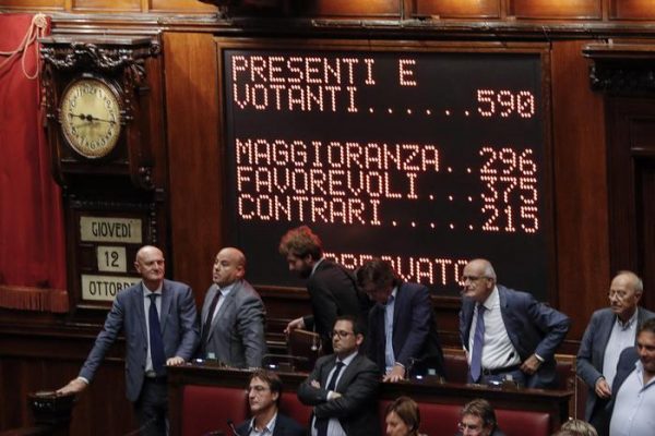 La Camera ha approvato il Rosatellum 2.0 con 375 sÃ¬ 215 no, Roma, 12 ottobre 2017. 
ANSA/GIUSEPPE LAMI