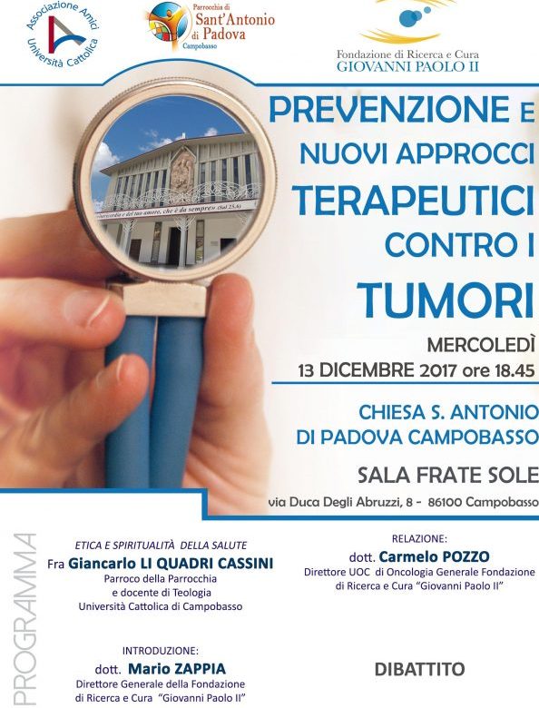 Informazione contro il cancro, la Fondazione Giovanni Paolo II di Campobasso scende in campo
