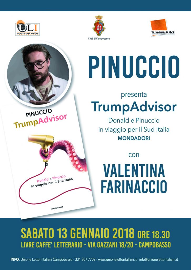 Ti racconto un libro, Pinuccio di Striscia ospite al Caffè Livre di Campobasso