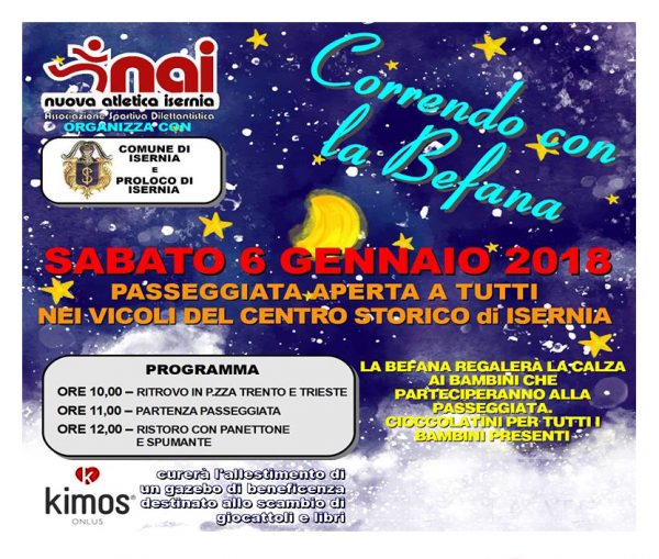 Grandi e piccini nel centro storico di Isernia: torna ‘Correndo con la Befana’