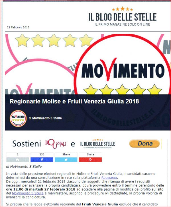 Partite le regionarie, c’è tempo fino al 27 febbraio