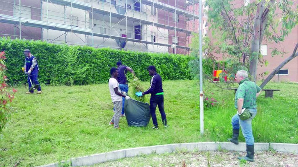 Campobasso, Parco Ungaretti: Fare Verde e migranti ripuliscono l’area infestata dalla vegetazione