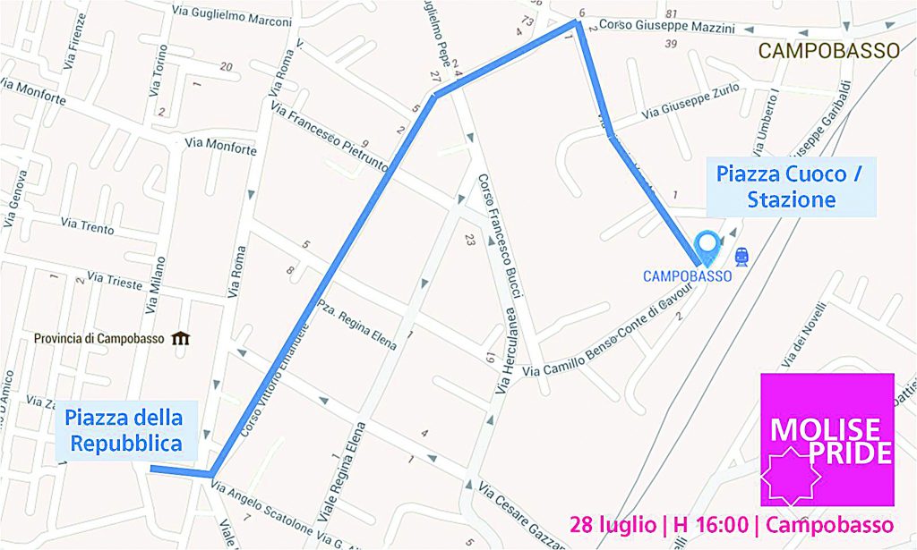 Molise Pride a Campobasso, definito il percorso della sfilata
