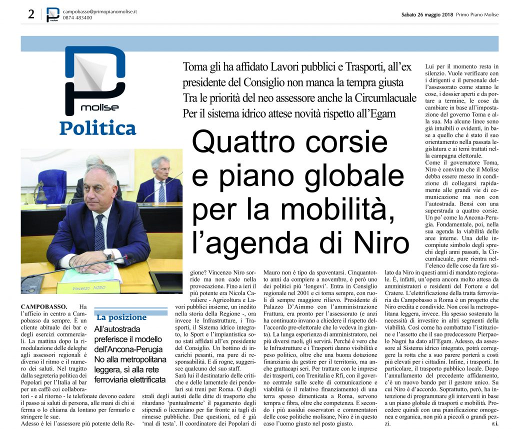 Piano B per il Liscione e arteria a quattro corsie. Assindustria: bene Niro