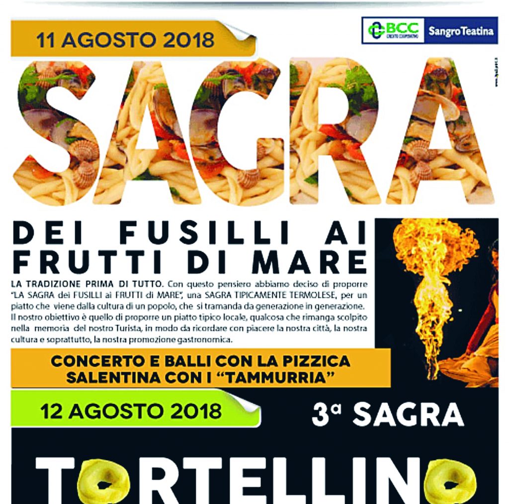 Termoli, doppia sagra della Pro loco a Porticone: fusilli ai frutti di mare e tortellini