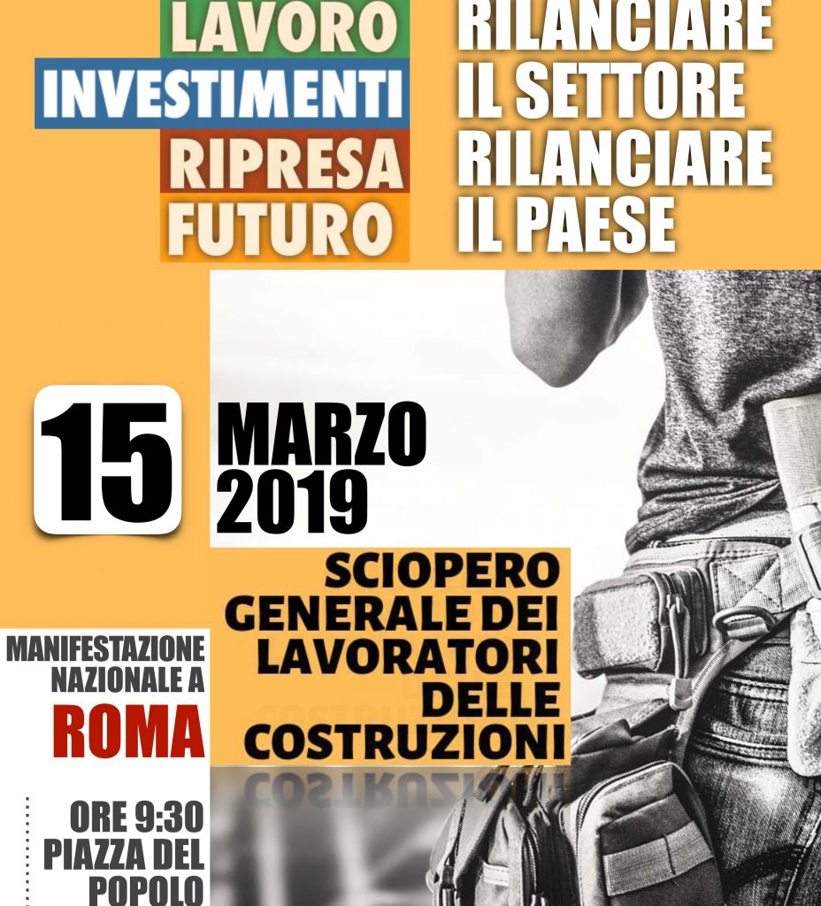 Crisi dell’edilizia, venerdì la Triplice sciopera a Roma
