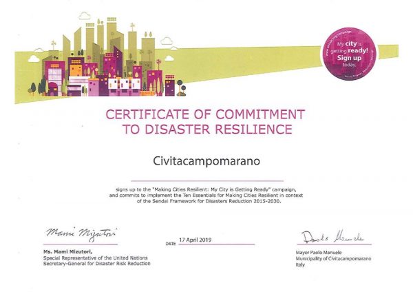 Making Cities Resilient, Civitacampomarano c’è
