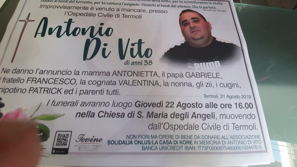 Morte sospetta al San Timoteo di Termoli, indagati 2 medici: oggi i funerali