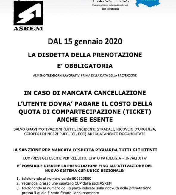 ‘Multa’ per chi non disdice una visita in tempo, si parte il 15