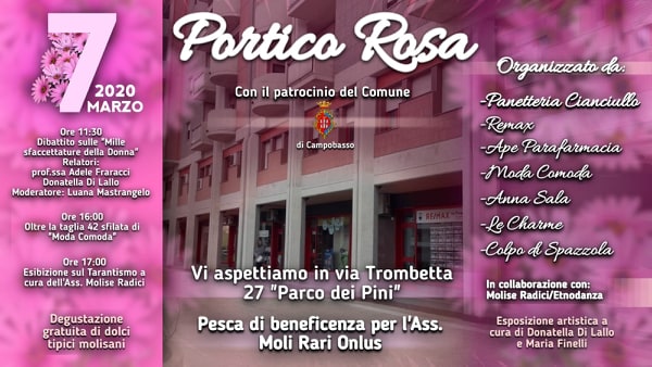 Il Portico di via Trombetta si tinge di rosa per rendere omaggio alle donne