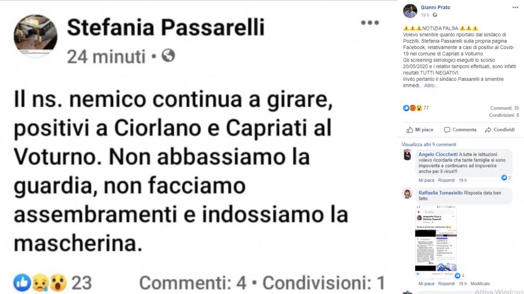 «Positivi a Ciorlano e Capriati», il post della Passarelli scatena i sindaci casertani: vogliamo scuse formali