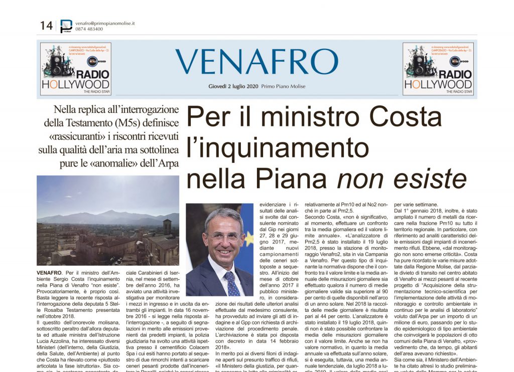 Aldo Patriciello: c’è la garanzia di Costa, ora basta allarmismi