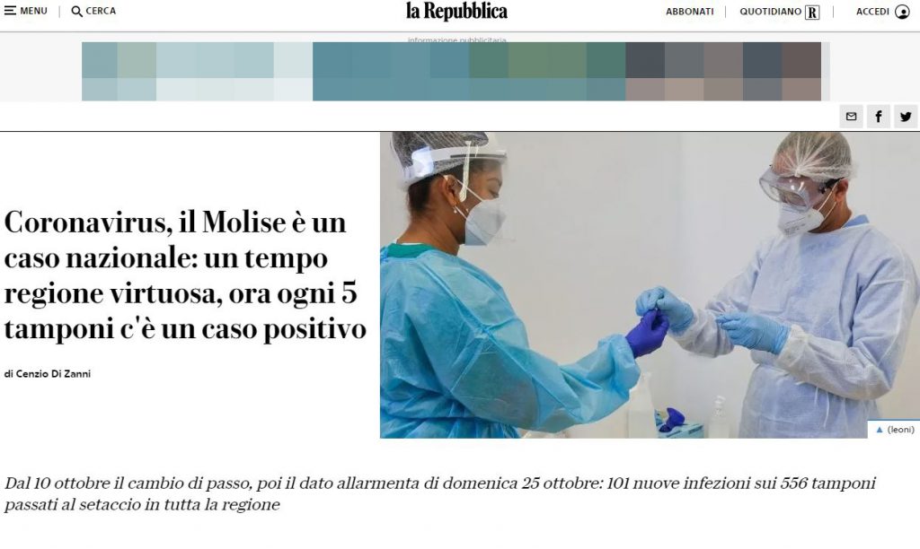 Repubblica accende i riflettori sul Molise, Florenzano: un solo valore non conta