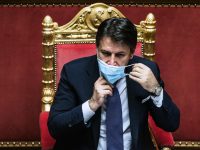 Italian Prime Minister Giuseppe Conte during the communications to the Senate on the epidemiological situation and on any further measures to deal with the emergency of the Coronavirus Covid-19 pandemic, Rome, Italy, 02 November 2020. ANSA/ANGELO CARCONI