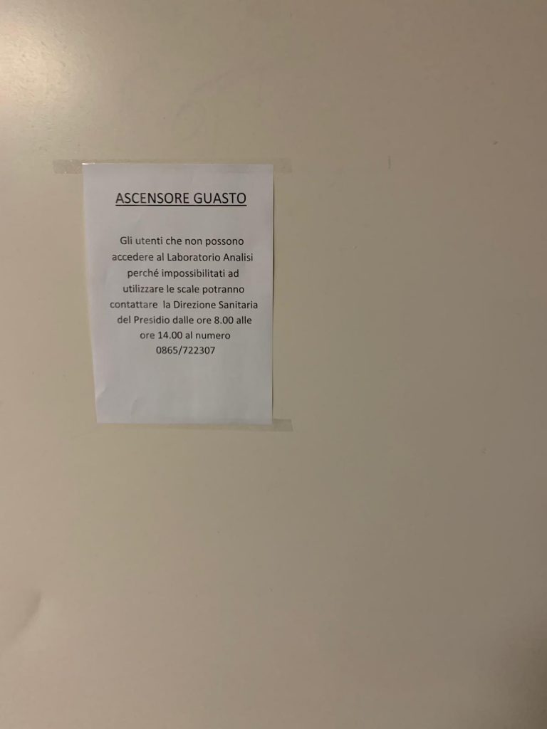 Al Caracciolo di Agnone ascensore ancora guasto, da 15 giorni stop ai ricoveri