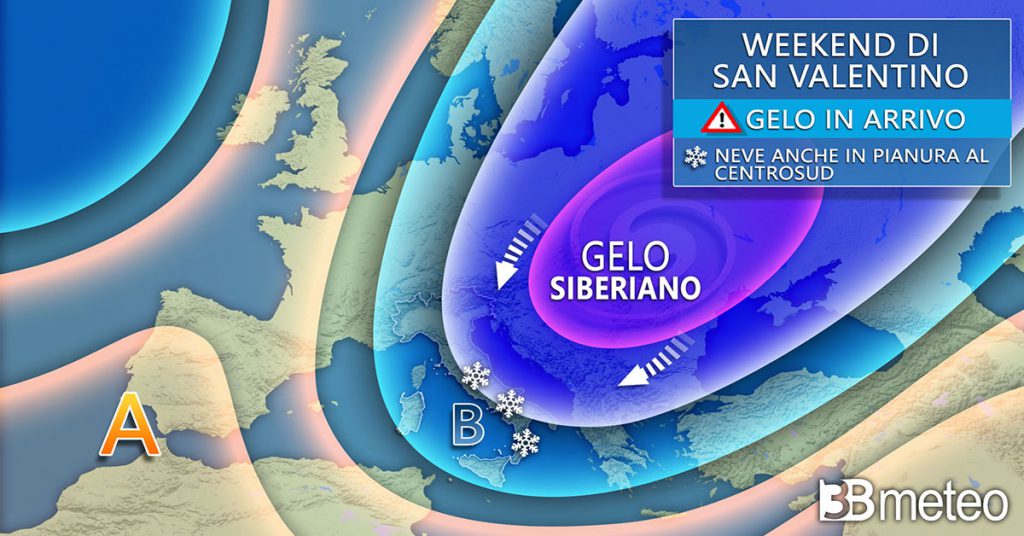 Weekend di San Valentino ‘da brividi’ con neve e temperature in picchiata