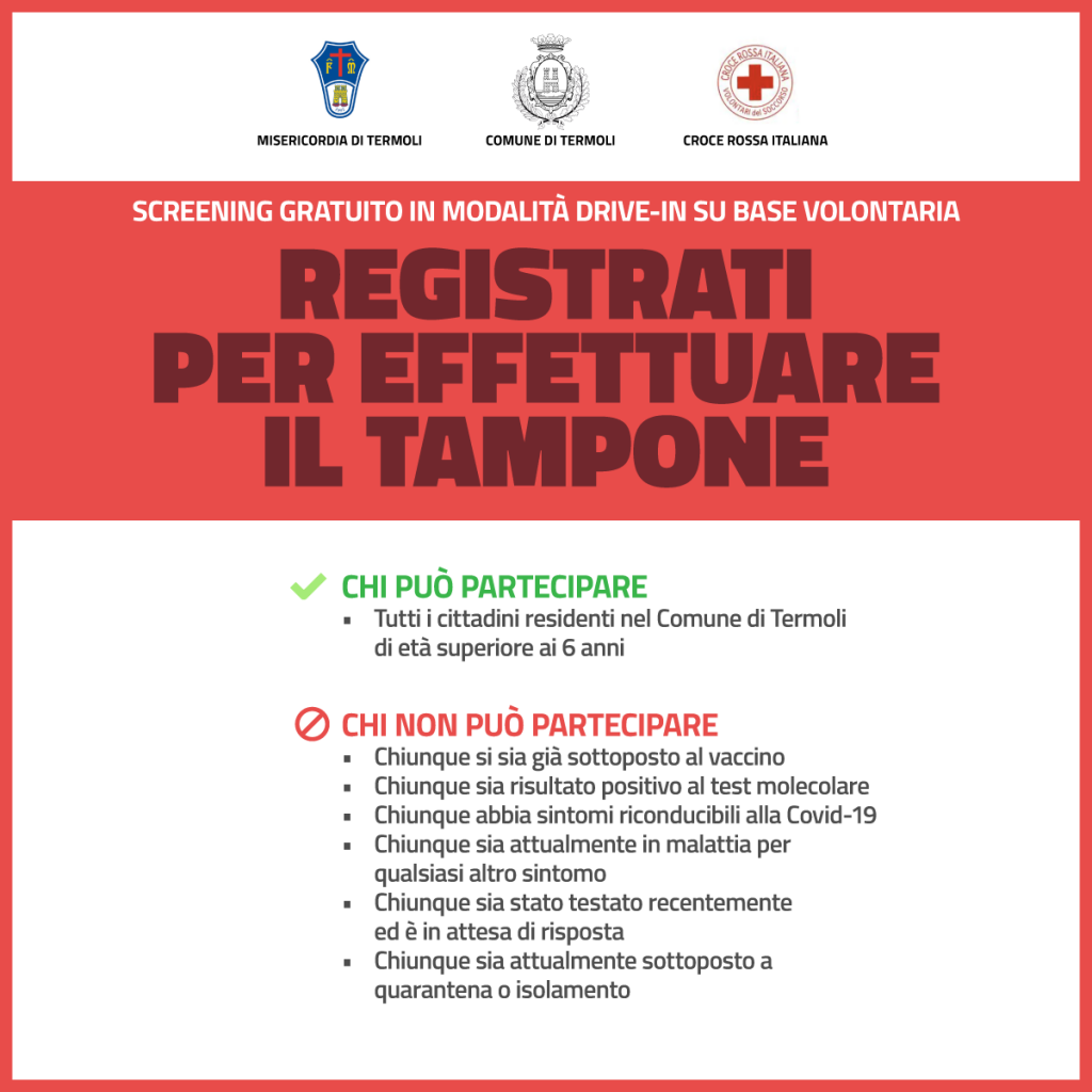 Screening antigenico a Termoli, prenotazioni aperte in dodici gruppi