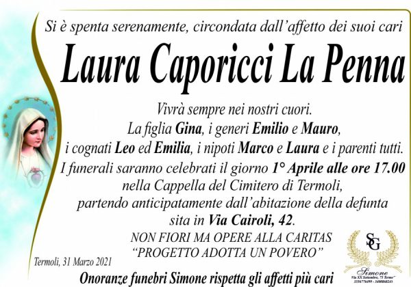 «Onore a Laura», si è spenta a Termoli la vedova dell’onorevole La Penna