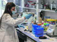 Researchers at work in the ReiThera's laboratories , company is working on second phase of the anti-Covid vaccine named ''GRAd-CoV2'', Castel Romano, outskirts of Rome, on 8 Jannuary 2021. ANSA/FABIO FRUSTACI