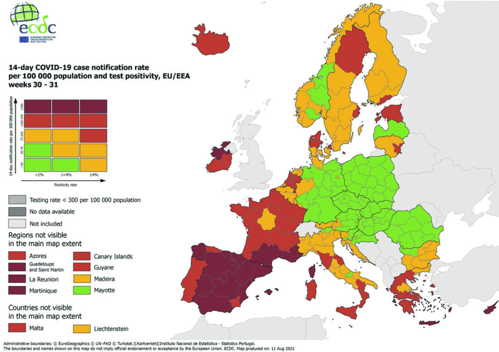 In Italia avanza il rosso, ma il Molise resiste: verde nella mappa Ecdc
