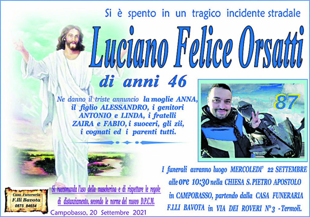 L’ultimo saluto a Felice, oggi a Campobasso i funerali del 46enne