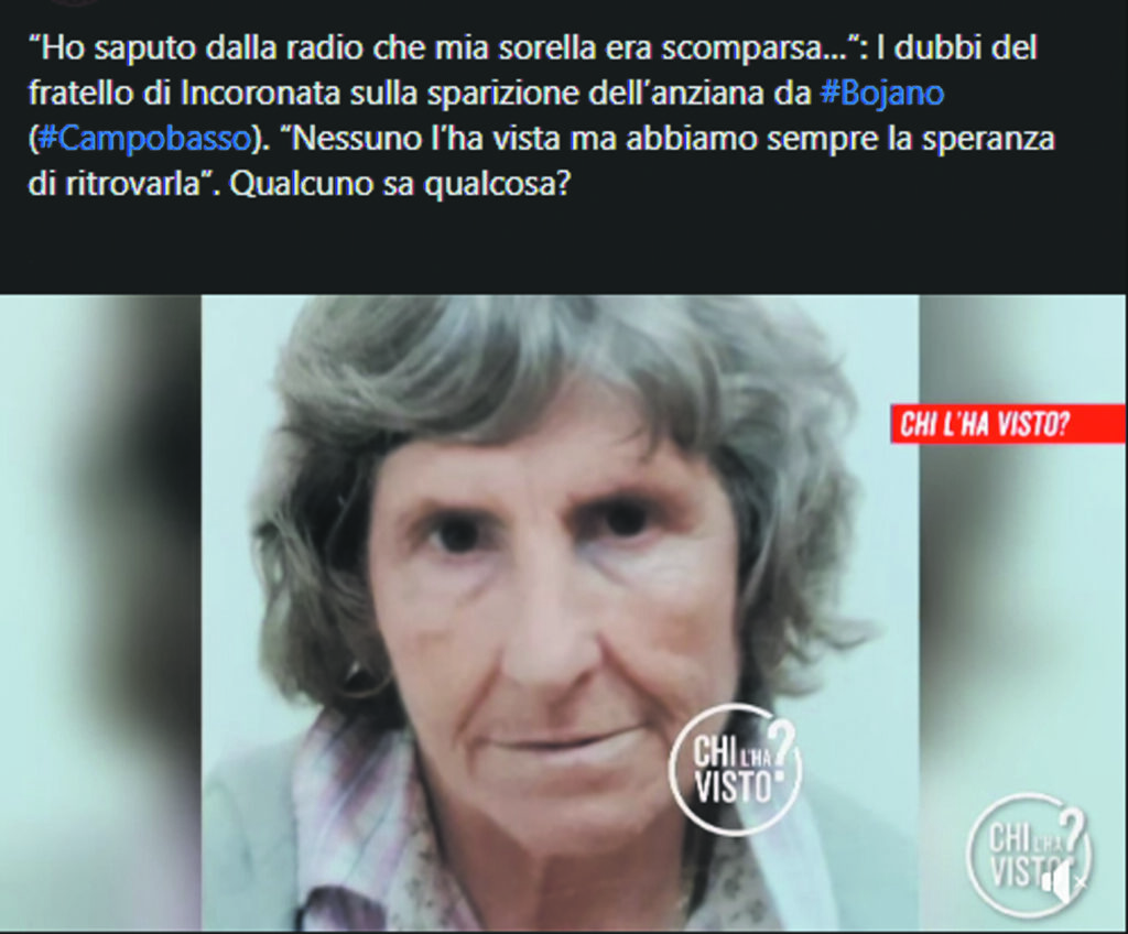 Bojano. Scomparsa il 6 dicembre, parla il fratello di Incoronata