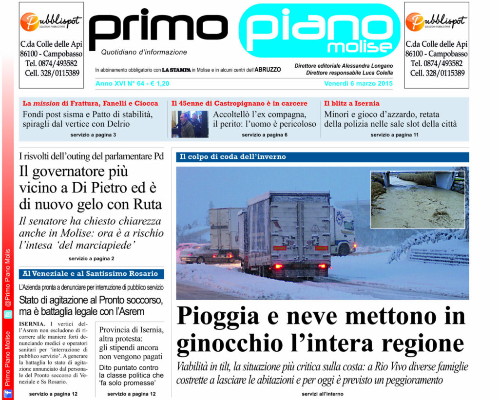 Calamità naturali, al Molise più di 13,5 milioni per la viabilità provinciale e comunale