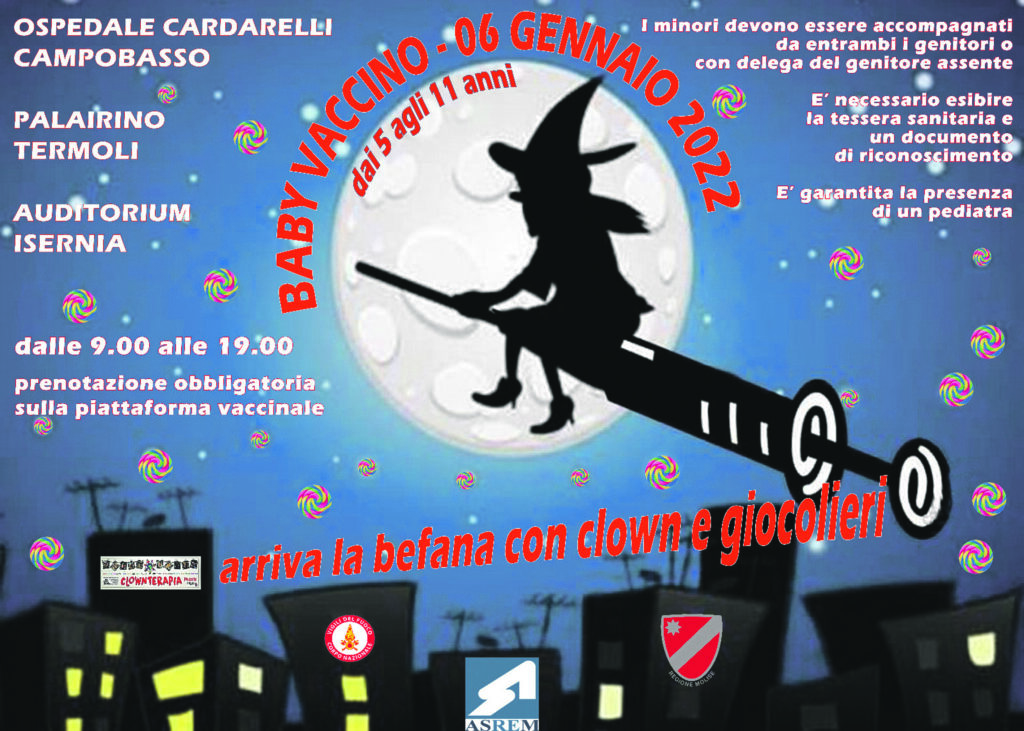 La Befana porta il vaccino ai più piccoli: eventi in tre hub per la fascia 5-11 anni