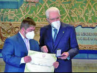 Alessio emozionatissimo Alfiere della Repubblica, «giovani dai grandi valori»