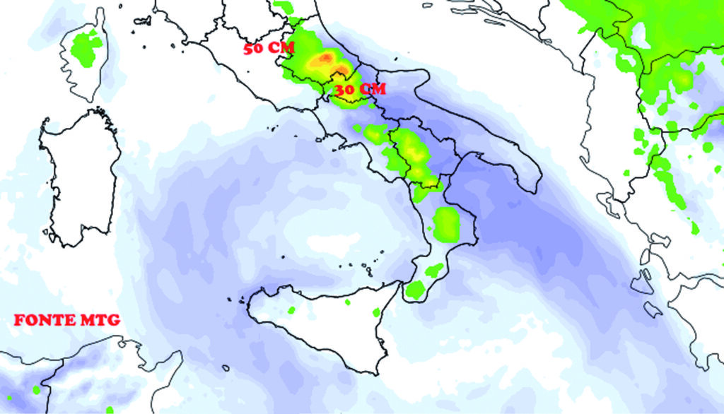 Nuova ondata di maltempo, forti raffiche di vento e nevicate intorno ai 300 metri