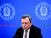 Italian Prime Minister, Mario Draghi, attends a press conference after the cabinet meeting to illustrate the new measures to contain the rise of energy's cost, Rome, Italy, 18 February 2022. 
ANSA/RICCARDO ANTIMIANI