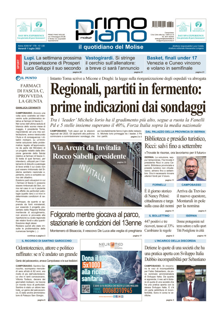 L’edizione completa di Primo Piano Molise del 1° luglio