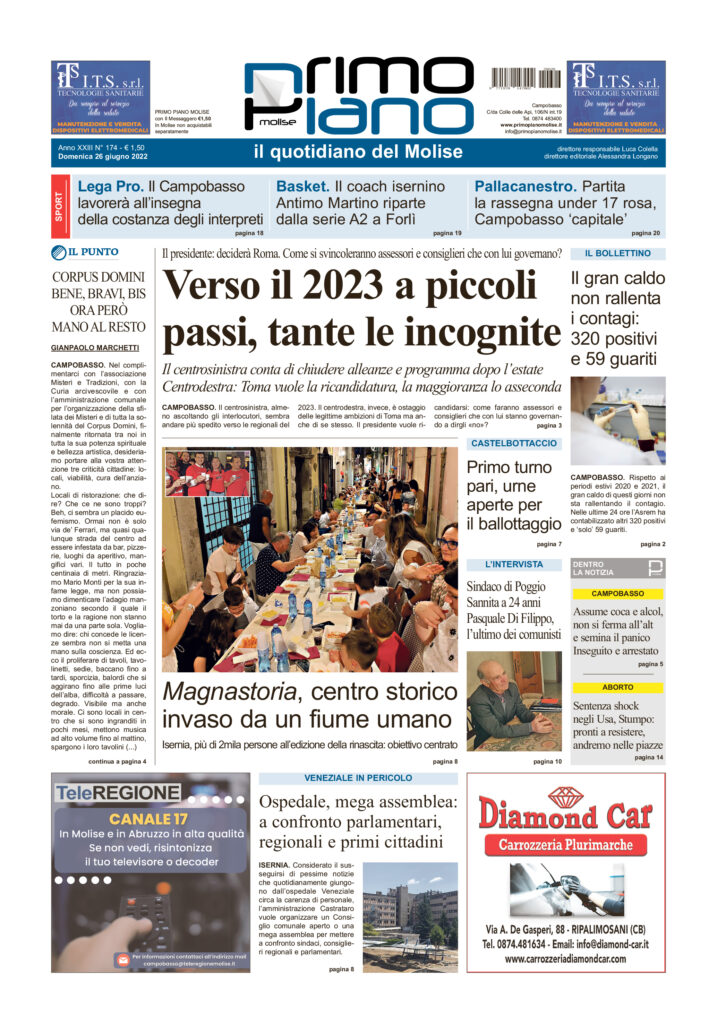 L’edizione completa di Primo Piano Molise del 26 giugno