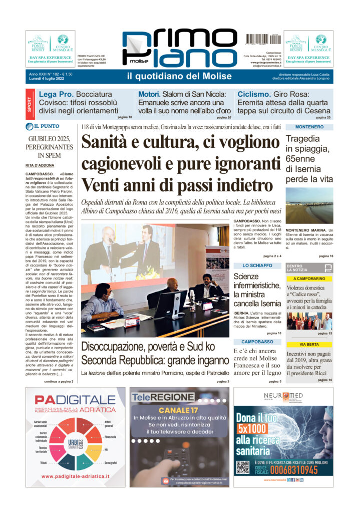 L’edizione completa di Primo Piano Molise del 4 luglio