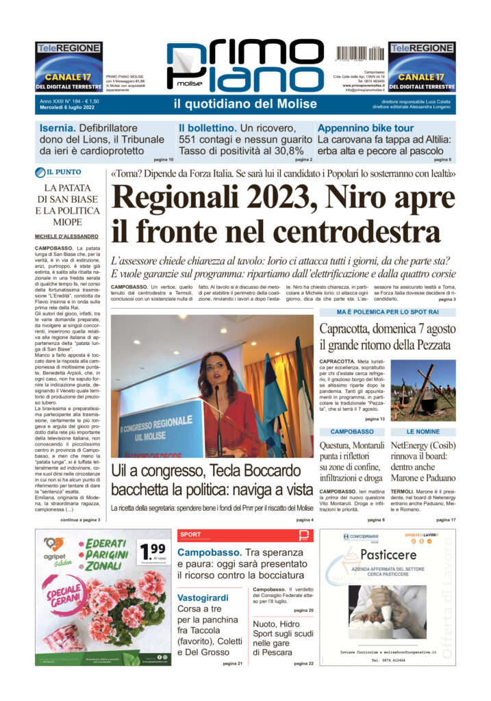 L’edizione completa di Primo Piano Molise del 6 luglio