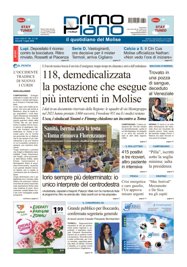 L’edizione completa di Primo Piano Molise del 7 luglio