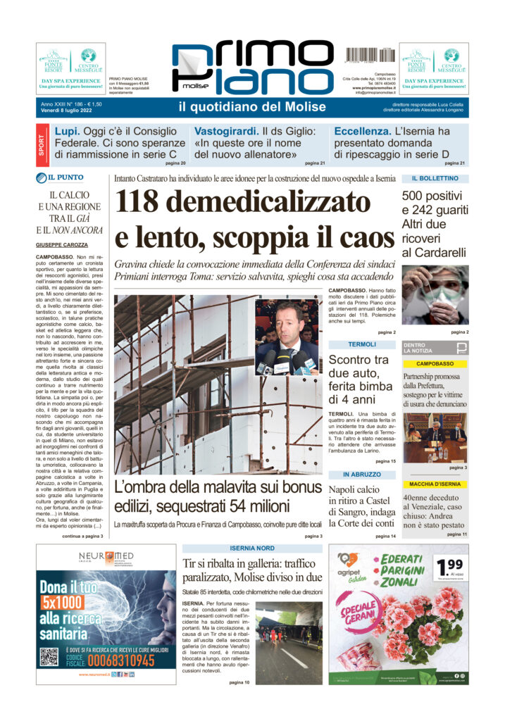 L’edizione completa di Primo Piano Molise del 8 luglio