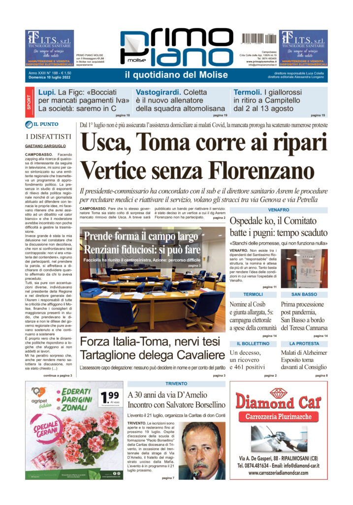 L’edizione completa di Primo Piano Molise del 10 luglio
