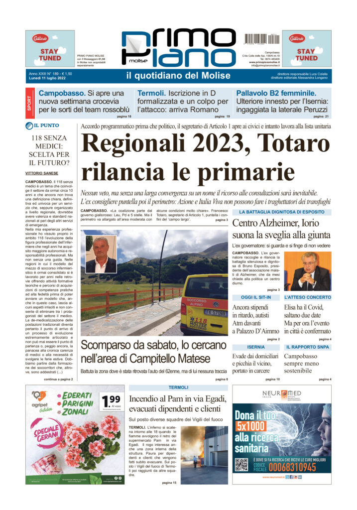 L’edizione completa di Primo Piano Molise del 11 luglio