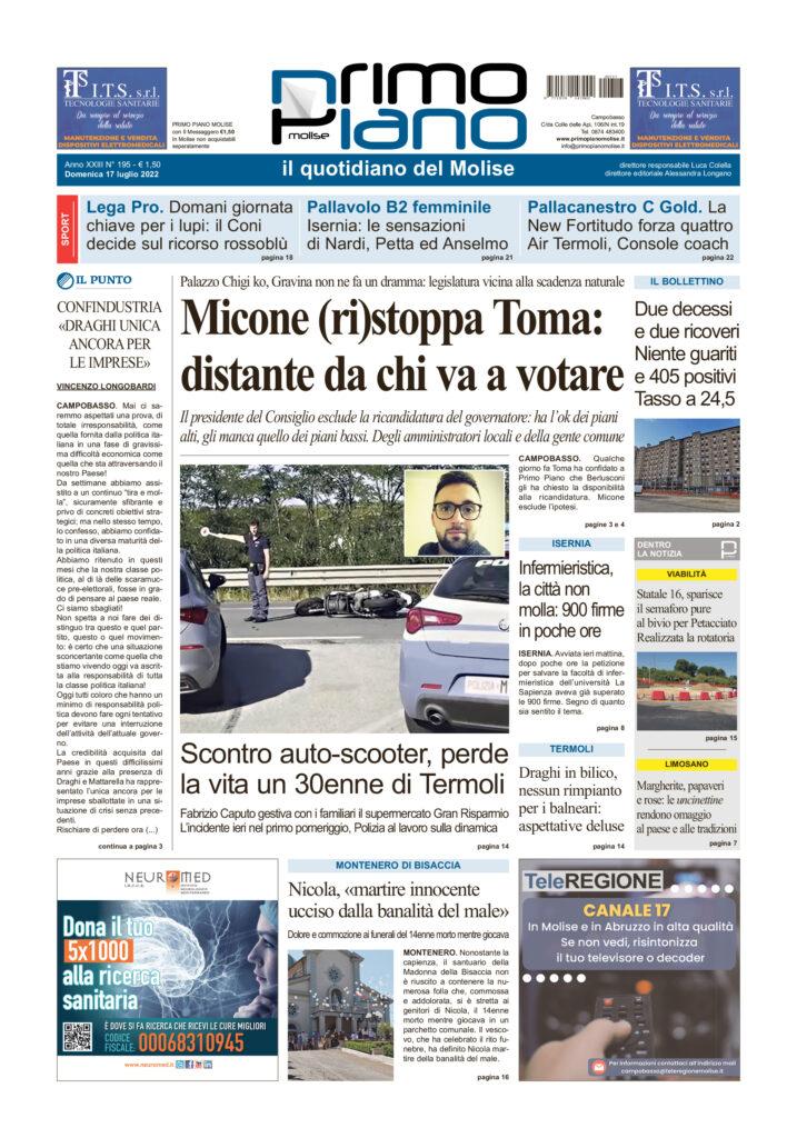 L’edizione completa di Primo Piano Molise del 17 luglio
